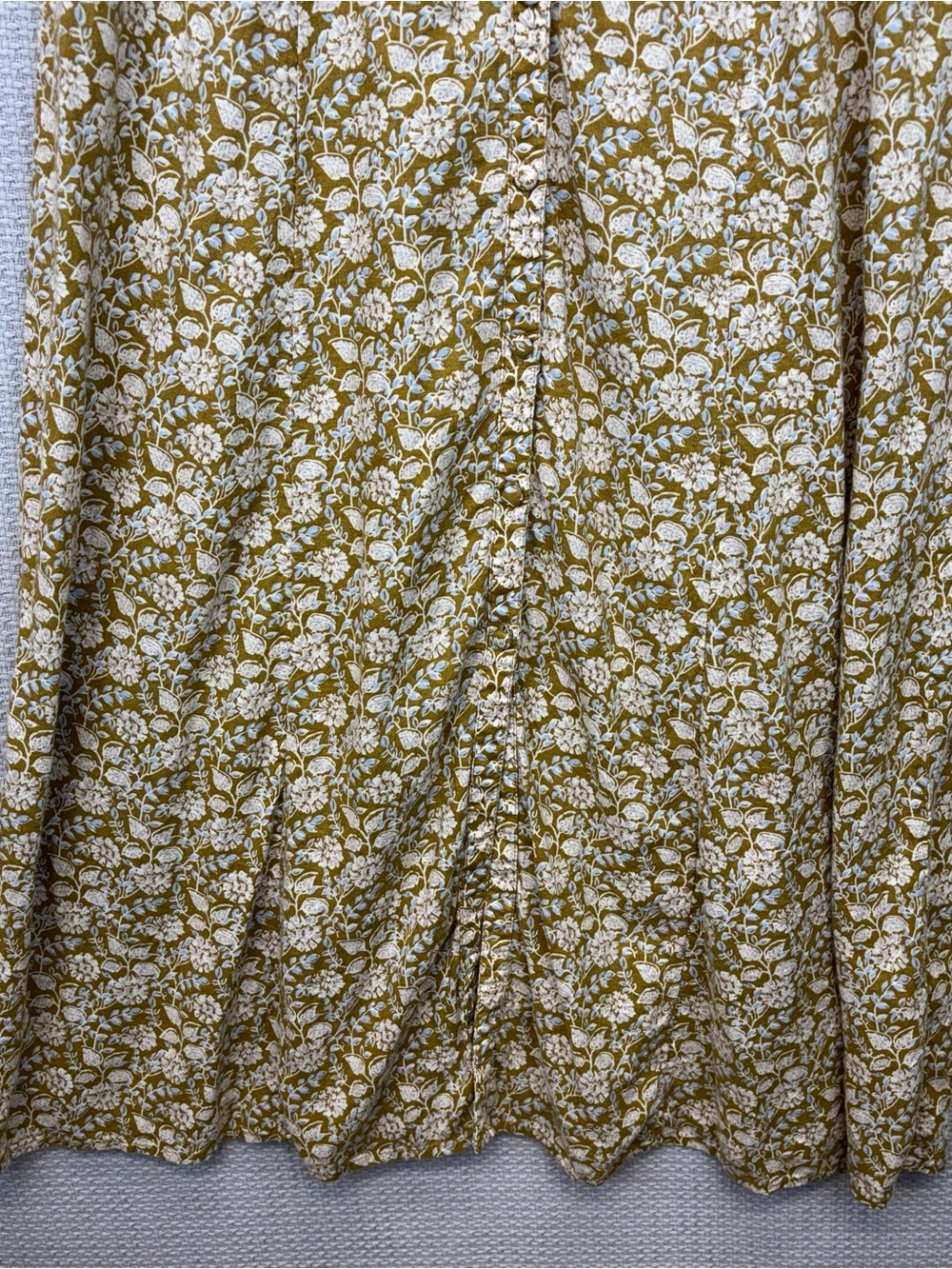 Faherty Women Floral Linen Blend Long Prairie Havana Dress Size S Boho Buttoned - Picture 5 of 9